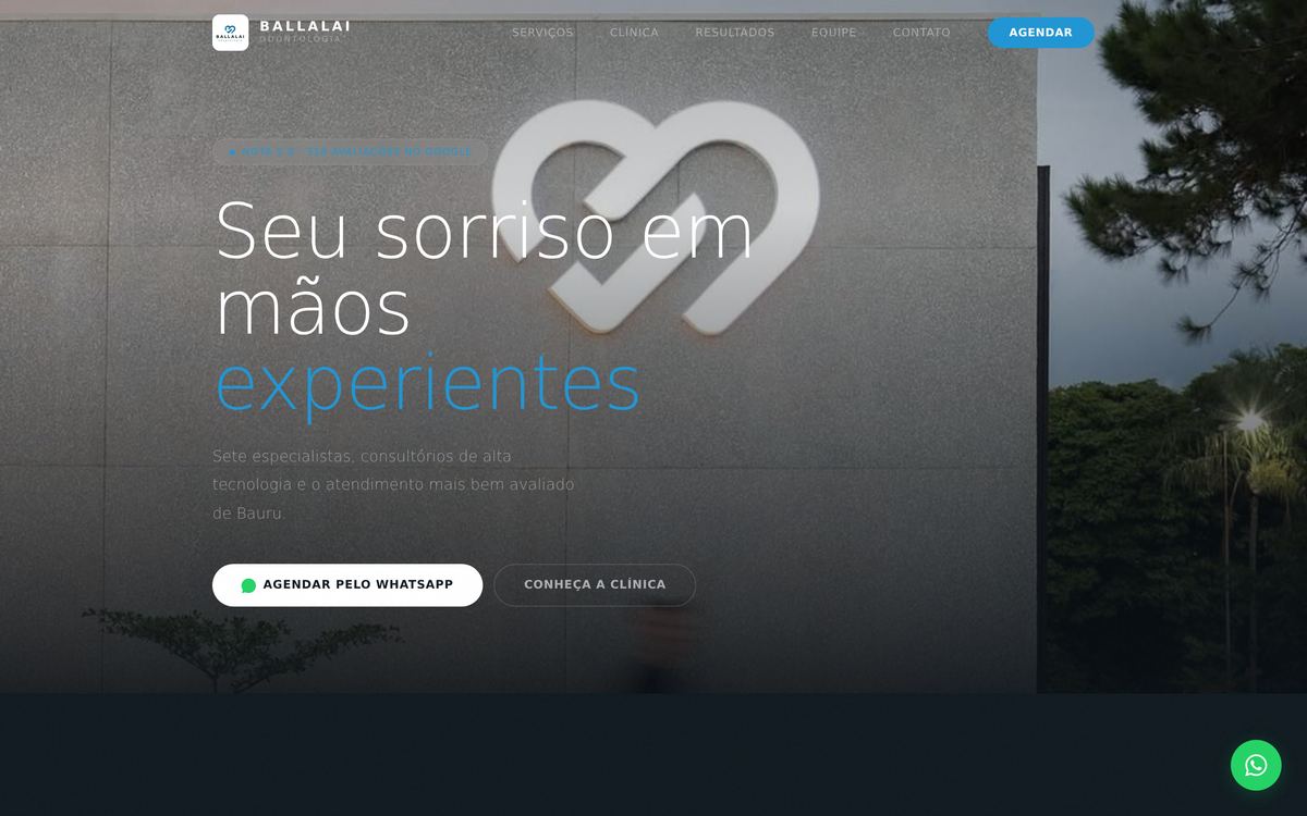 Site do Ballalai Odontologia feito pela Agnus