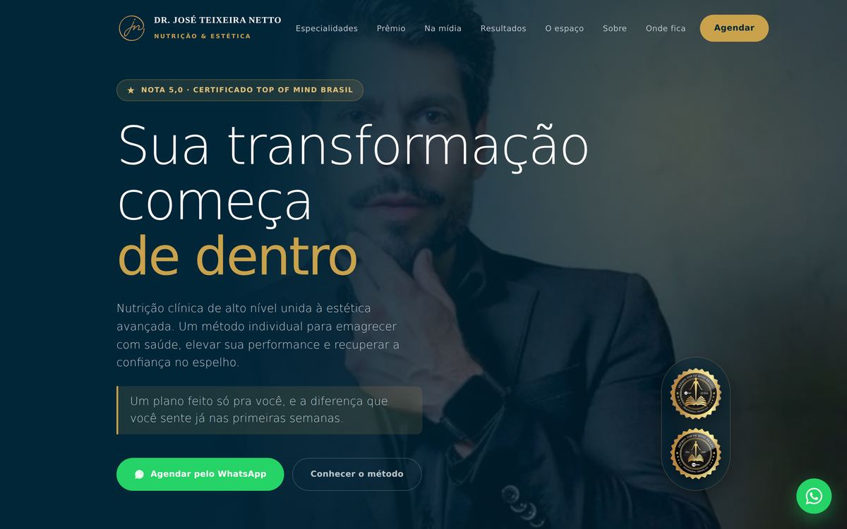 Site do Dr. José Teixeira Netto feito pela Agnus