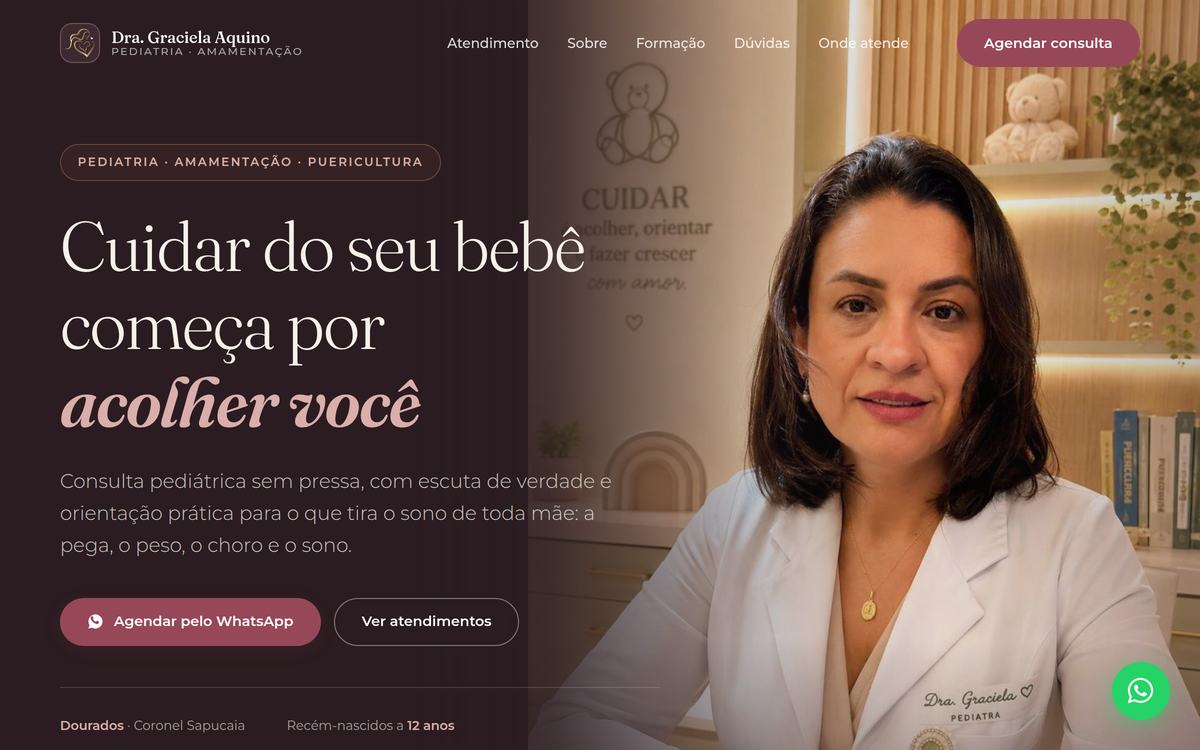 Site da Dra. Graciela Aquino feito pela Agnus