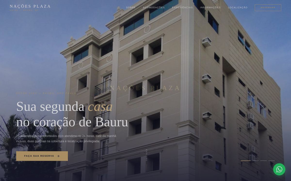 Site do Hotel Nações Plaza feito pela Agnus
