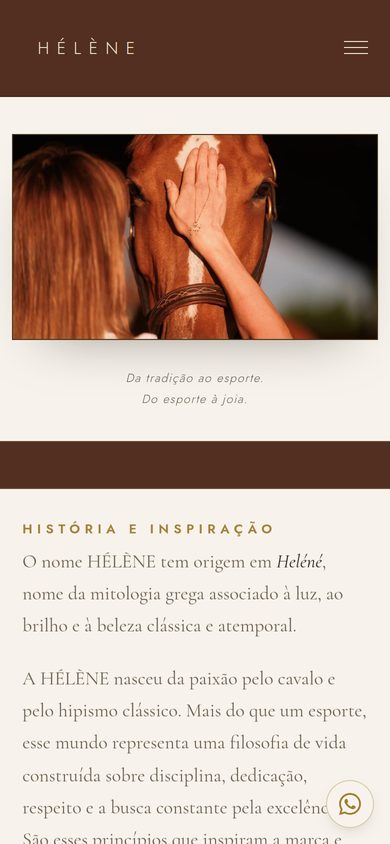 Site da HÉLÈNE aberto no celular
